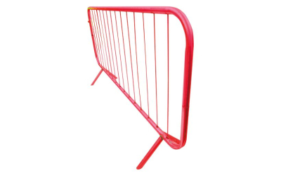 METAL PEDESTRIAN BARRIER FIXED LEG PC RED 2.3M x 1.1M