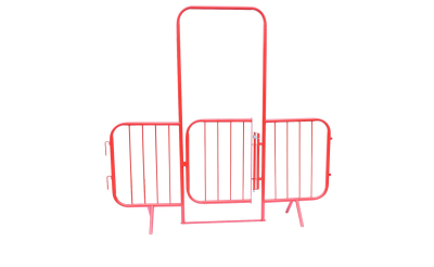 FIXED LEG WALKTHROUGH BARRIER WITH GATE - RED 2.3M